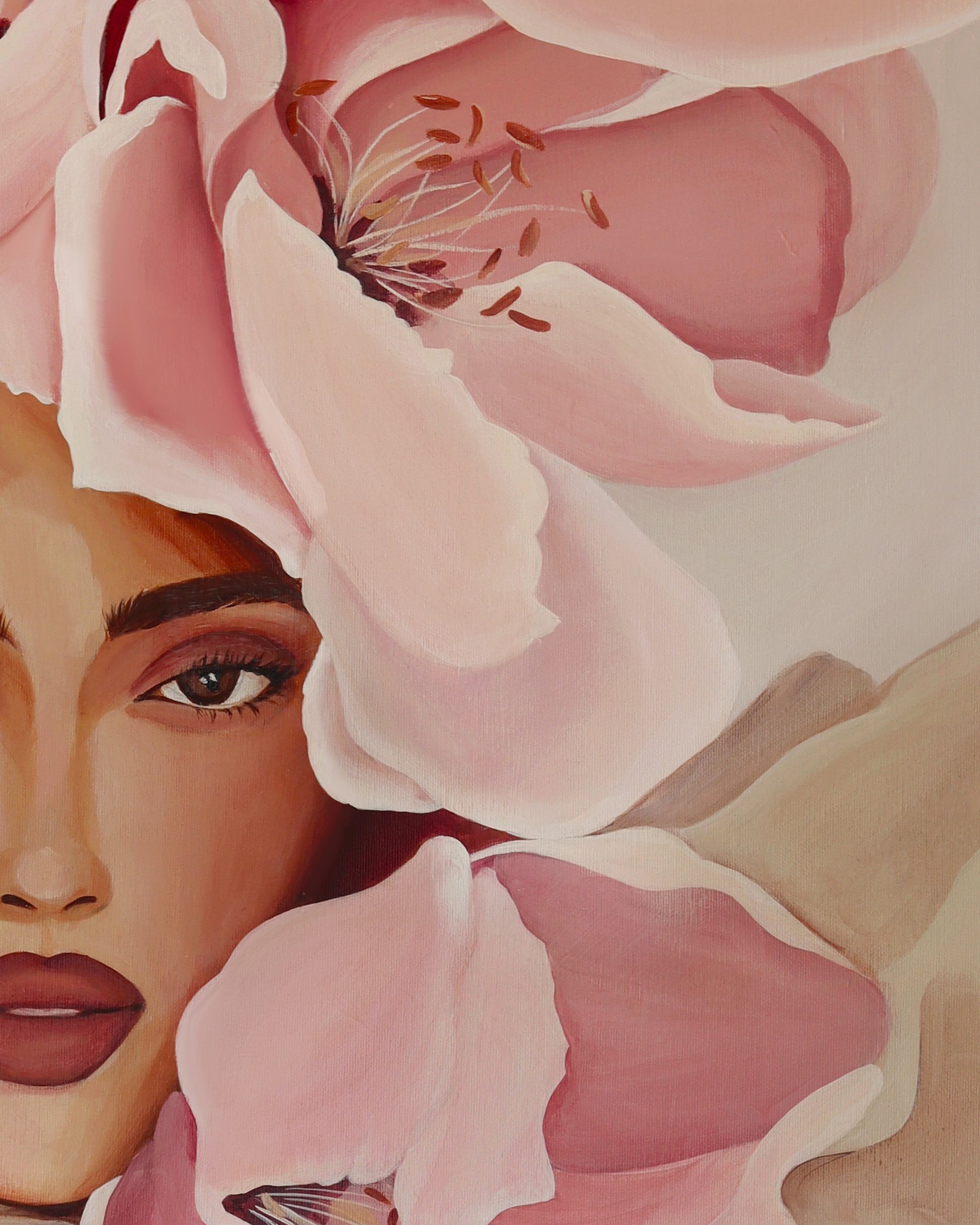 Close-up of the original painting In Her Light by Janka Kykalová