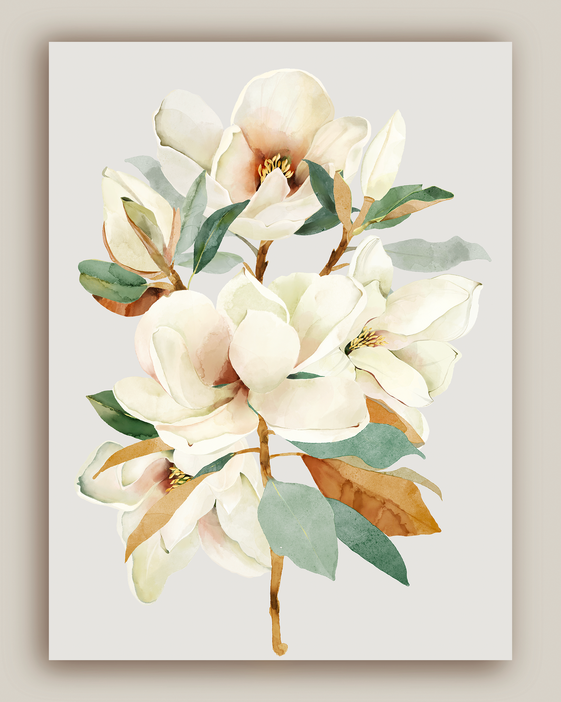 Elegant white magnolia flower on a soft background, unframed canvas by Janka Kykalova