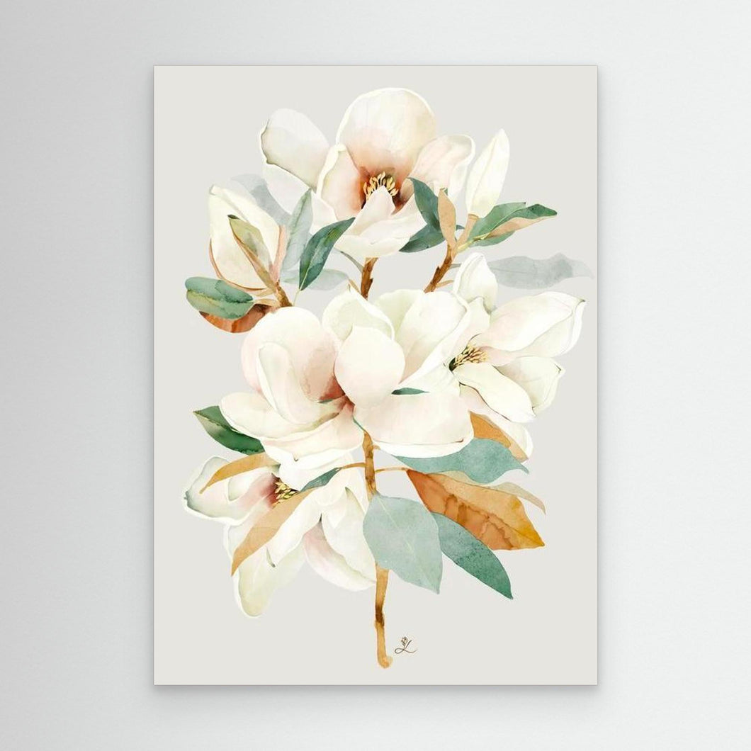Elegant white magnolia flower on a soft background, unframed canvas by Janka Kykalova