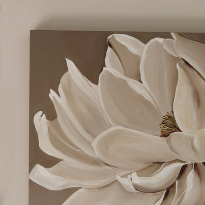 Close-up detail of magnolia blossoms from the upper left section of the Queen Magnolia canvas painting.
